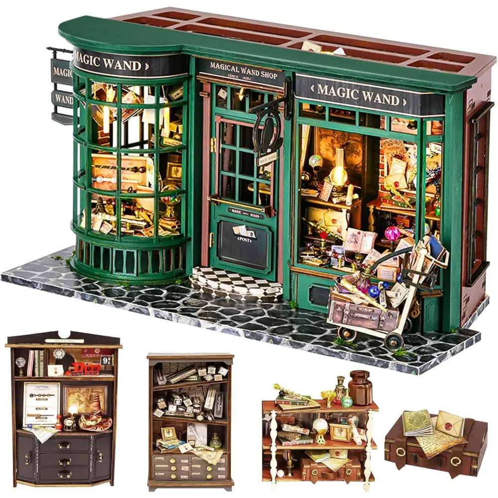 Spilay DIY Miniature Dollhouse Wooden Furniture Kit - 1:24 Scale DIY Crafts Modern Handmade Model with Warm LED Light, Dust Cover, Creative Gift for Lovers