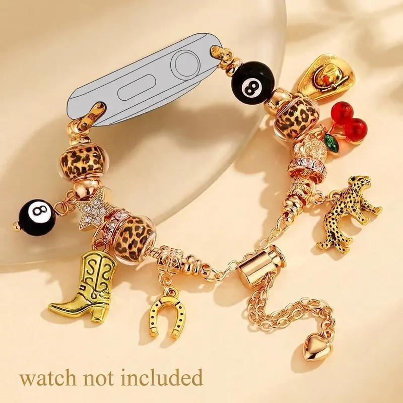Bohemian Style Watch Band Compatible with Apple Watch 38-49mm, Fits Ultra 3/2/1 Se Series, Charm Pendant Bracelet Strap, Smartwatch Strap, Wearable Accessory, Smart Watch Accessories (Band Only)