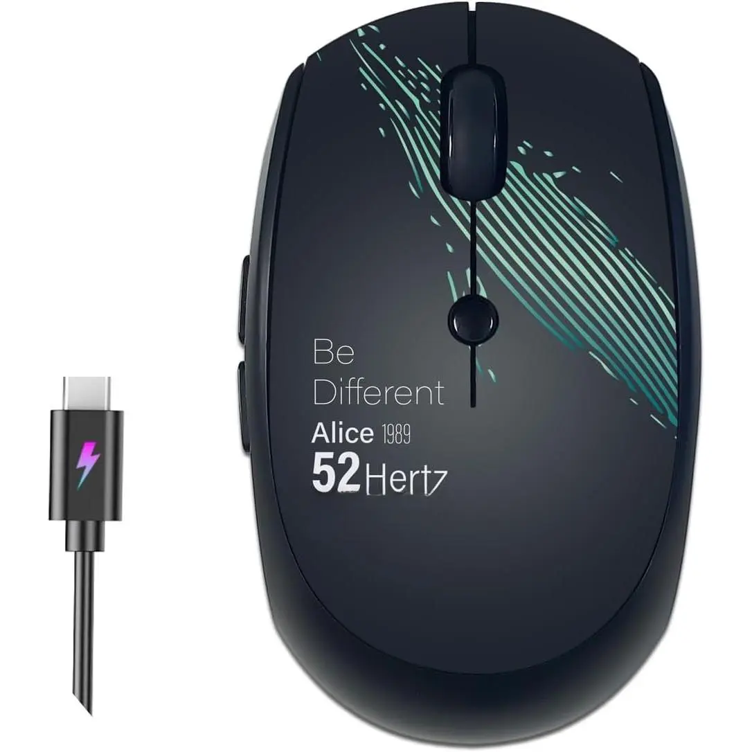 2.4G Compact Shape Quiet Mouse, Rechargeable Portable Silent Click Mouse with Adjustable DPI, Type-C Port, TPE Sides for Laptop, PC (Whale1)