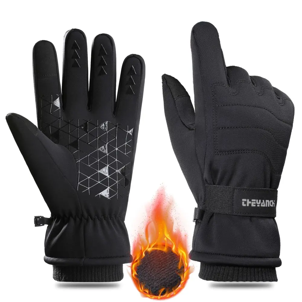 Outdoor Winter Riding Gloves for Men, Windproof Waterproof, Anti-Slip Touch-Sensitive, Thermal Lined Cycling Gloves, Universal Sports Feature