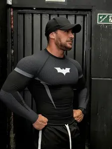 Men's Fitness Top, Sporty Long Sleeve T-Shirt, Quick-Dry Breathable Tight Fit, Muscle Highlighting, Comfortable for Gym & Outdoor Running