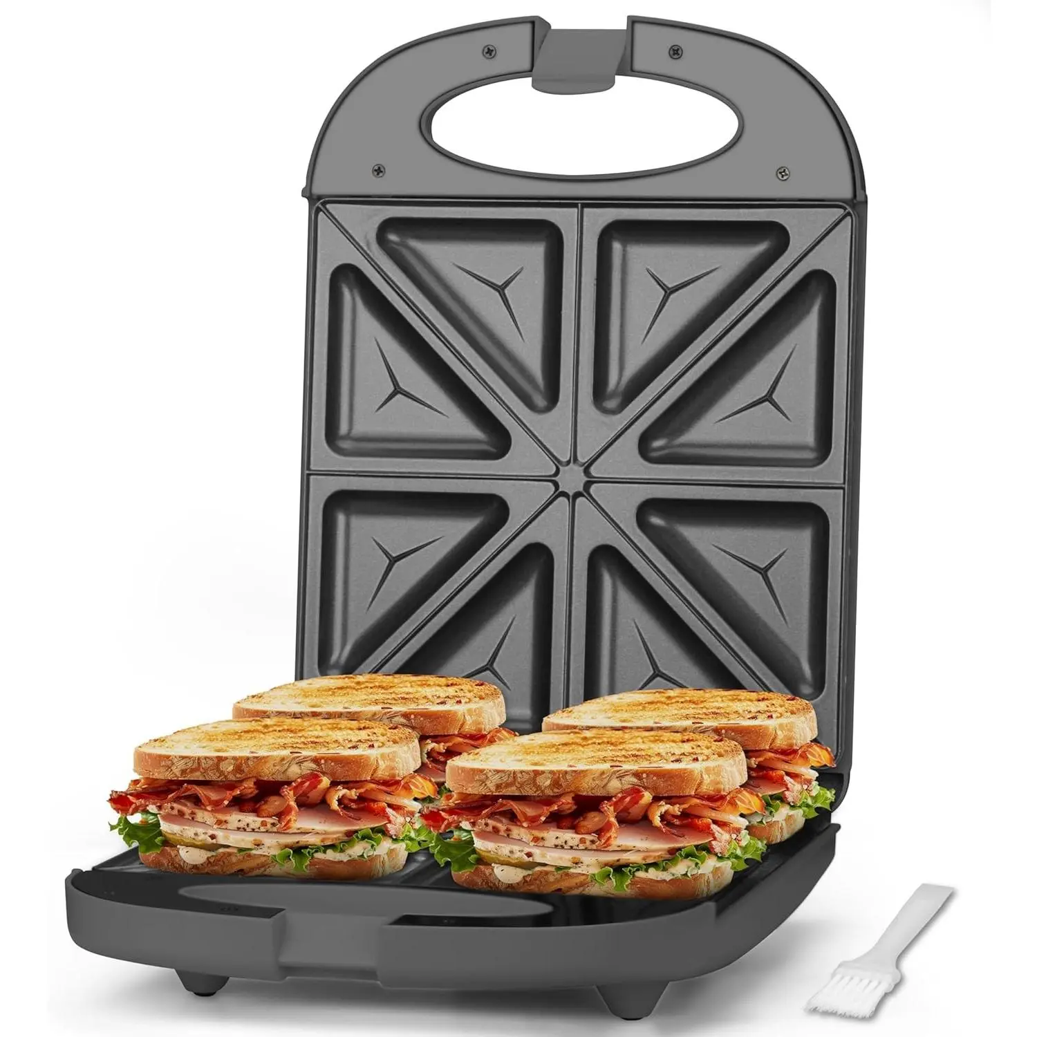 Baker’s Friend Breakfast Sandwich Maker, 4 Slices of Panini Grill Press Sandwich Maker, Electric Sandwich Maker with Indicator Light, Grill Cheese & Egg Muffin Sandwich Maker, Graphite