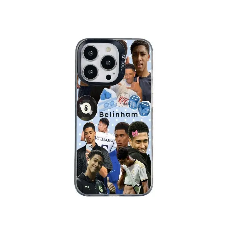 Durable Silver Mobile Phone Case with High-Detail Real Madrid Bellingham Action Shot - Multi-Model Accessories Fits iOS iPhone Series (12,13,14,15,16,17) - Ideal Holiday Gift for Close Friends