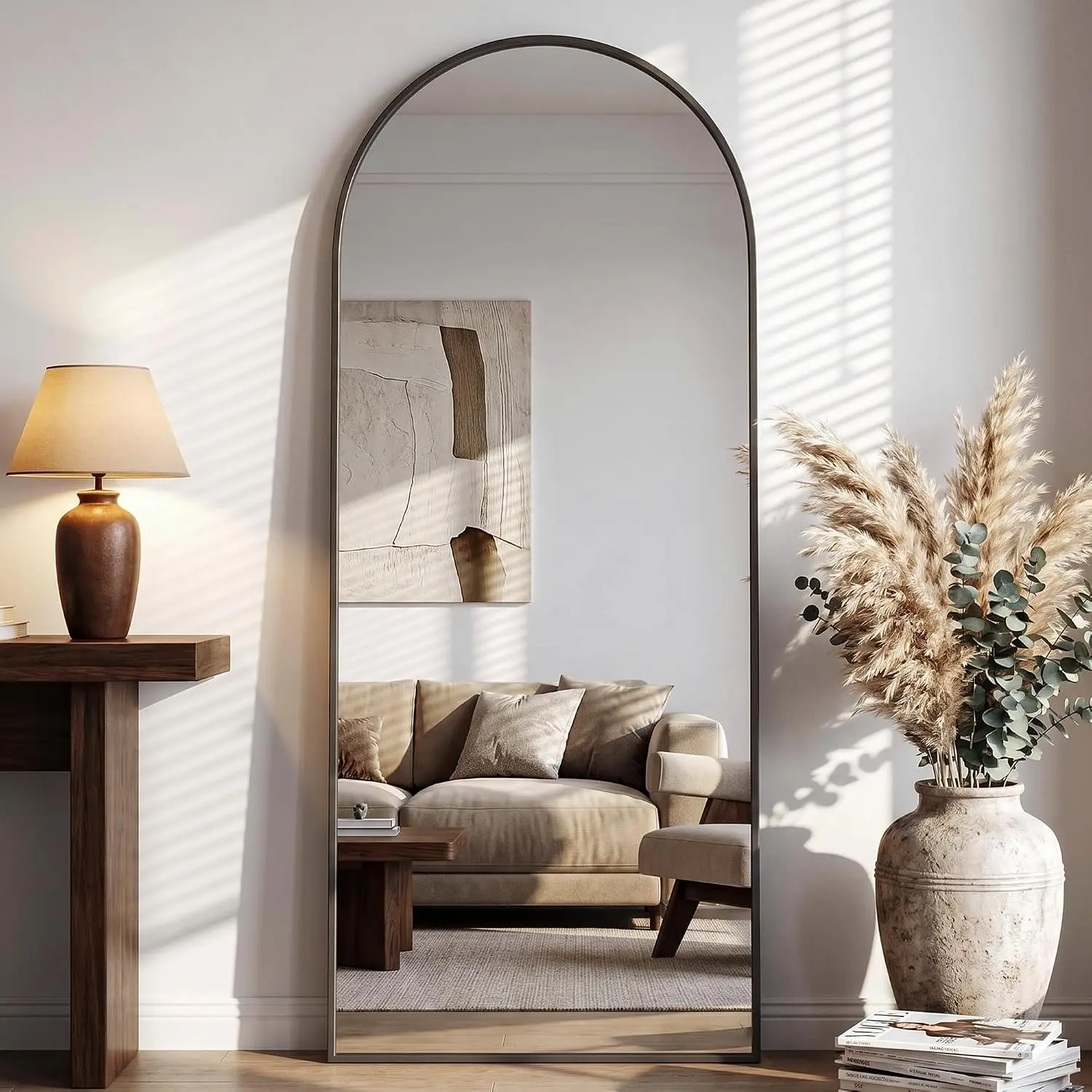 Full Length Mirror, 71" x 28" Arched Full  Mirror Large Standing Floor Mirrors, Mirrors for Bedroom, Bathroom, Living Room Standing or Wall Leaning, Black