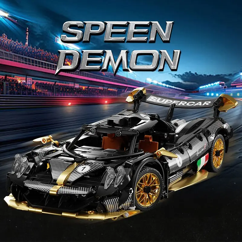 1218PCS Technic Supercar Building Blocks Kit Black Sports Racing Car Bricks Model Toys DIY Assembly Vehicle Desktop Ornament Gift For Teenagers Adults Car Enthusiasts