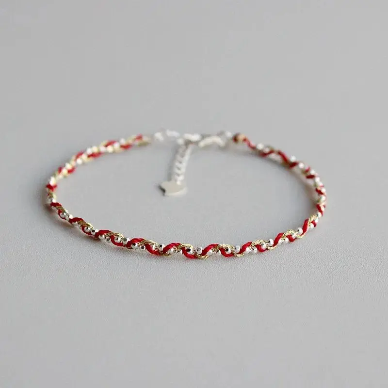 La Monada 16+2cm Gold Color Line 925 Sterling Silver Rope Bracelets Thread Line String Jewelry Bracelets For Women Girls