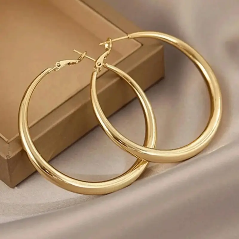 Simple Hoop Earrings, Fashionable Earrings, Fashion Alloy Ear Piercing Jewelry for Women, Casual Versatile Accessories for Parties & Daily Wear, Geometric Round-Shape Earrings, Casual Trendy Jewelry, Fashion Chic Accessories
