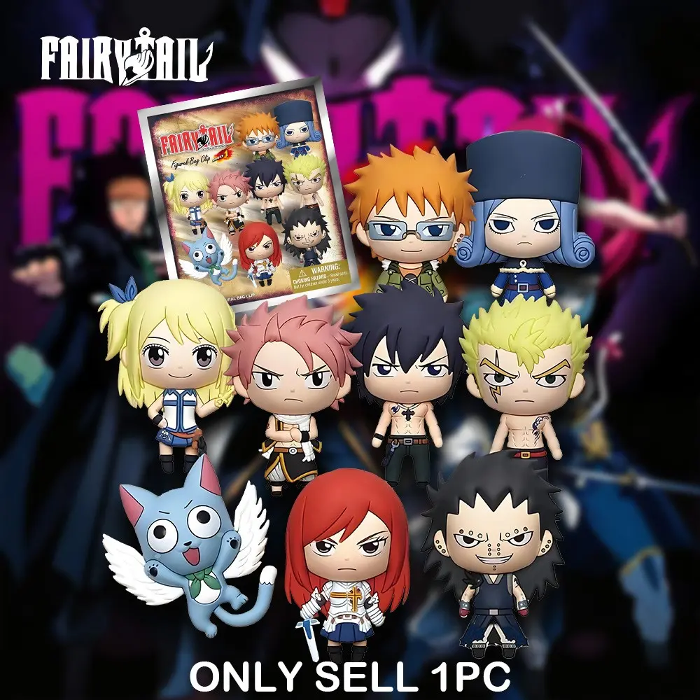 1PC Fairy Tail Officially Licensed 3D PVC Blind Bag Keychain Zipper Pull Random Bag Clip Backpack Decor Anime Collectible