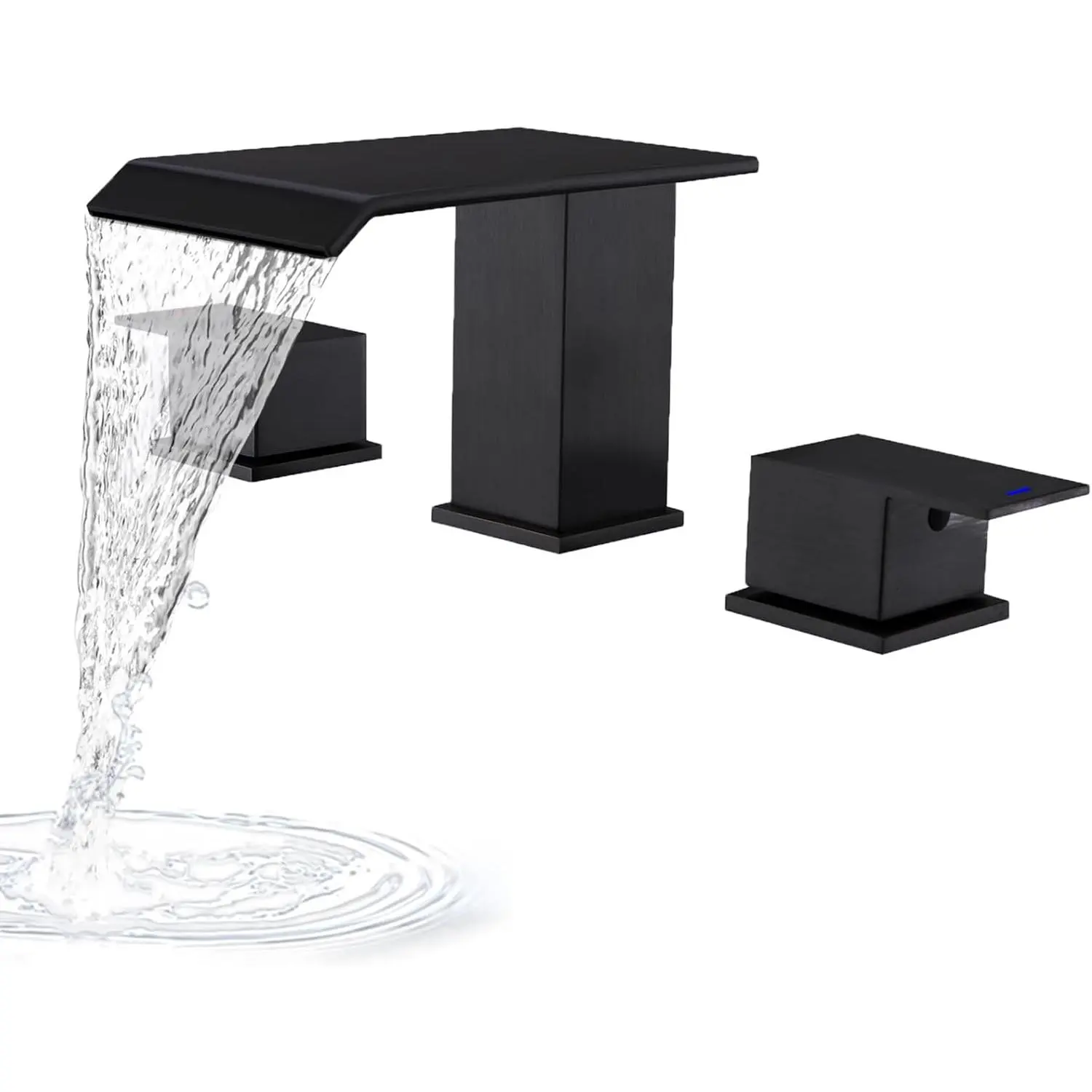 Matte Black Roman Tub Faucet, Deck Mount Bathtub Faucet | 3 Hole Waterfall Bath Tub Faucet Sets High Flow 2 Handle Garden Tub Filler