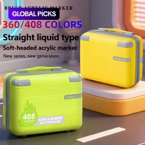 Guangna 360/408 Color Acrylic Brush Markers Set, Travel Bag Gift Box, Layerable, DIY Art, Office Supplies, Professional Painting, Valentine's Day Gift, Brush Pens, Art Drawing Supplies #GLOBAL PICKS