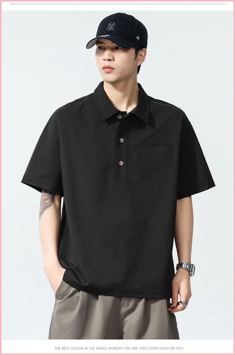 Summer Cool Polo Shirt Men's Short-sleeved Loose American Retro Half-sleeve Quick-drying Anti-wrinkle T-shirt For Men