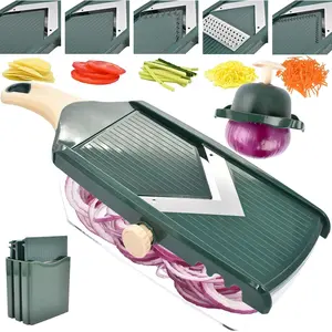 Adjustable Mandoline Slicer for Kitchen - Ultra  V- with Container, Julienning Slicer for Potatoes, Apples, Onions, Tomatoes