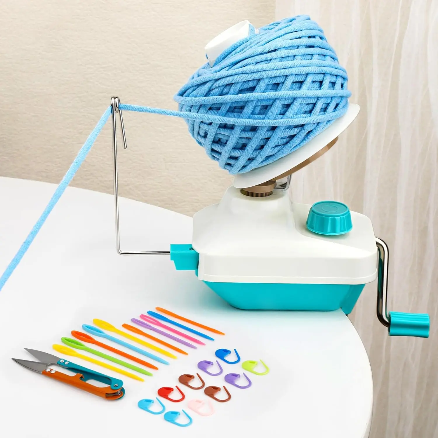 Yarn Winder, Yarn Ball Winder, Hand-Operated Easy-to-Install Yarn Cake Winder Spinner, Knitting Yarn Roller with Yarn Needles Set for Crocheting, The Helper for Knitting Lovers