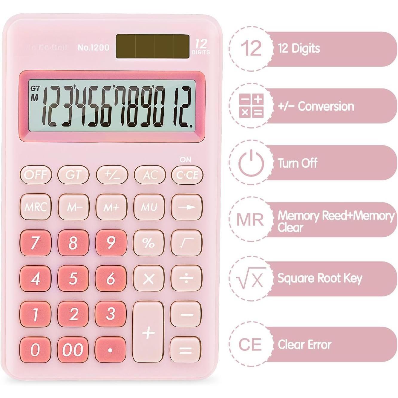 Standard Function Basic Calculator, 12 Digit Desktop Calculator with Large LCD Display, Solar  Dual Power Office Calculators,
