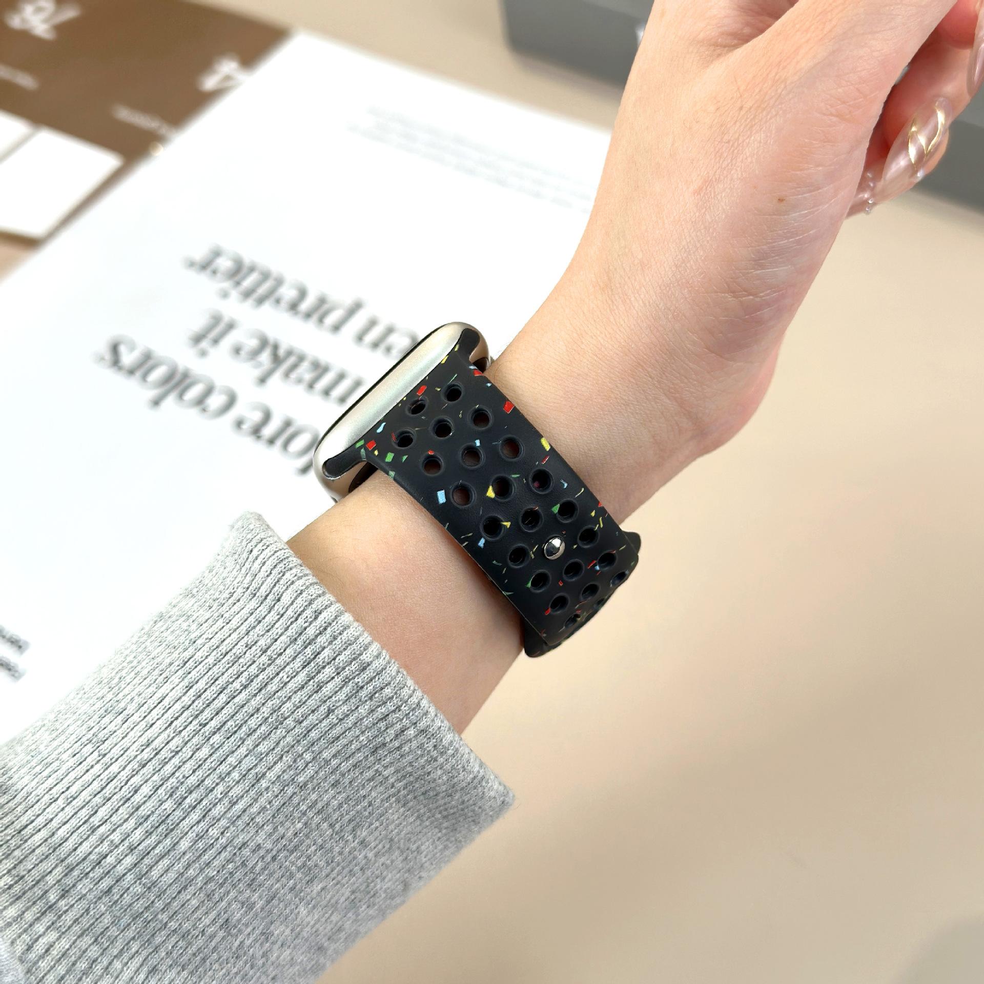 Colorful Dual-Color Silicone Watch Band, Dot Pattern Soft Waterproof Sport Replacement Strap for Smart Watch, Skin-Friendly Breathable Silicone Wristband for Men Women Colorful Dual-Color Silicone Watch Band, Dot Pattern Soft Waterproof Sport Replacement Strap for Smart Watch, Skin-Friendly Breathable Silicone Wristband for Men Women