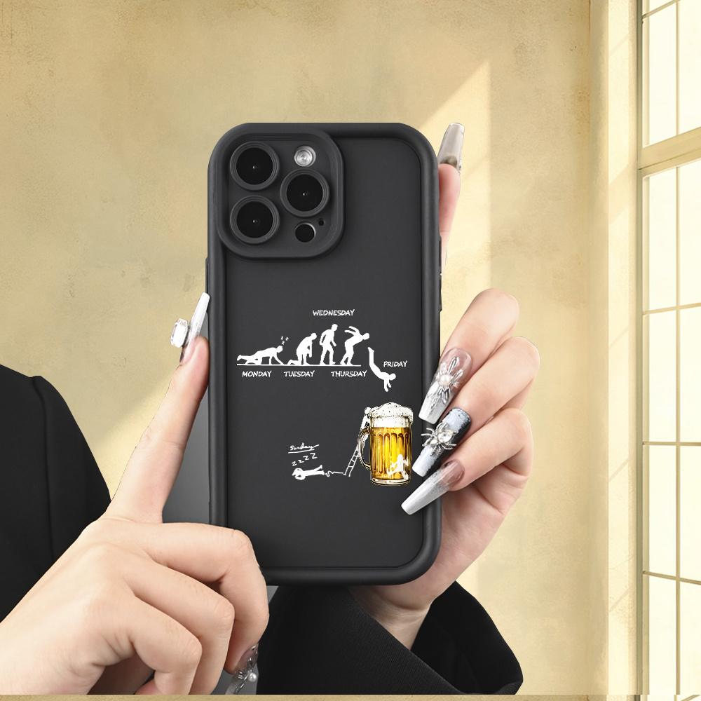 A Phone Case Featuring a Beer Drinking Pattern, Designed for Various for iphone Models Including The for iPhone 17 E Air Pro ProMax iPhone16 15 14 Plus 13 12 Mini 11 X XS XR Series. This Stylish Printed Case Makes an Excellent Gift for Friends And
