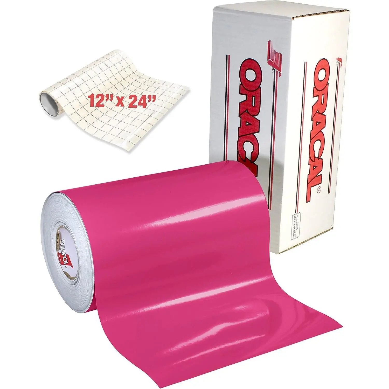 651 Gloss  Adhesive Craft Vinyl for Cameo, Cricut & Silhouette Including Free 12" x 24" Roll of Clear Transfer Paper (6ft x 12")