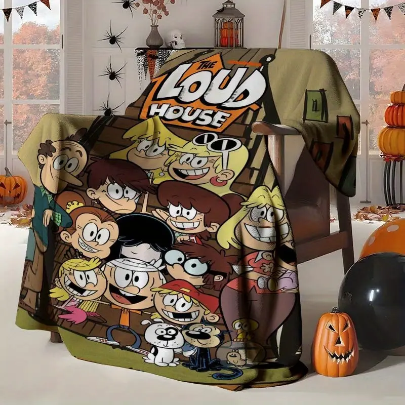 Nickelodeon TV Show The Loud House Full Family Cast Cartoon Vibes Polyester Fleece Flannel Blanket - Cozy, Lightweight, High-Quality, Fade-Resistant, Muted Tones, Multi-Size, Living Room Decor Throw for Sofa