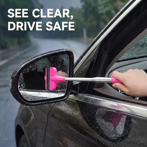 2-in-1 Portable Retractable Wiper - Windshield Cleaner Tool, Compact & Versatile for Car Rearview Mirrors, Windshields, Glass & Shower Cleaning, Car Cleaning Supplies, Car Window Cleaner