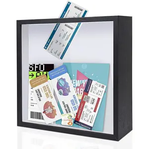 Adventure Archive Box 12x12inch Adventure Box for Travel Life in a Box Memories Shadow Box with Slot, Top Loading Tickets  Box Display Travel Frame, ZYBOX01