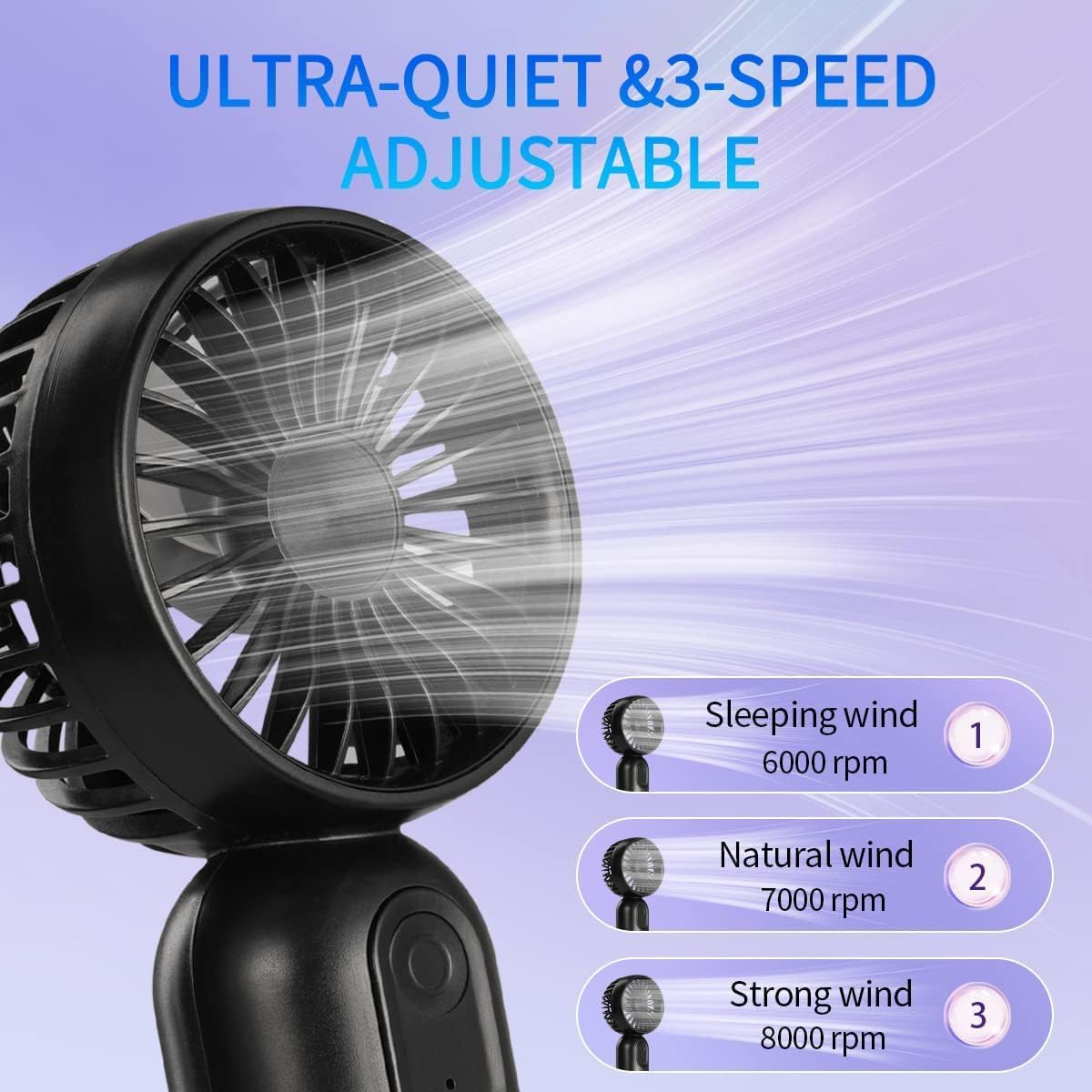 USB Rechargeable Mini Portable Handheld  Fan With Adjustable 3 Speeds - Lightweight Handheld Fan For Stylish Women, Kids, And Men - Perfect For Office, Outdoor, Travel, And Camping - Keep Cool Anywhere!