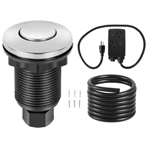 VEVOR Garbage Disposal Air Switch Kit, Dual Outlet Sink Top Air Switch for Food Waste Disposal, 3.5 - inch Long Brushed Silver Stainless Steel ON/OFF Air Button for Granite, Marble, Quartz Countertops