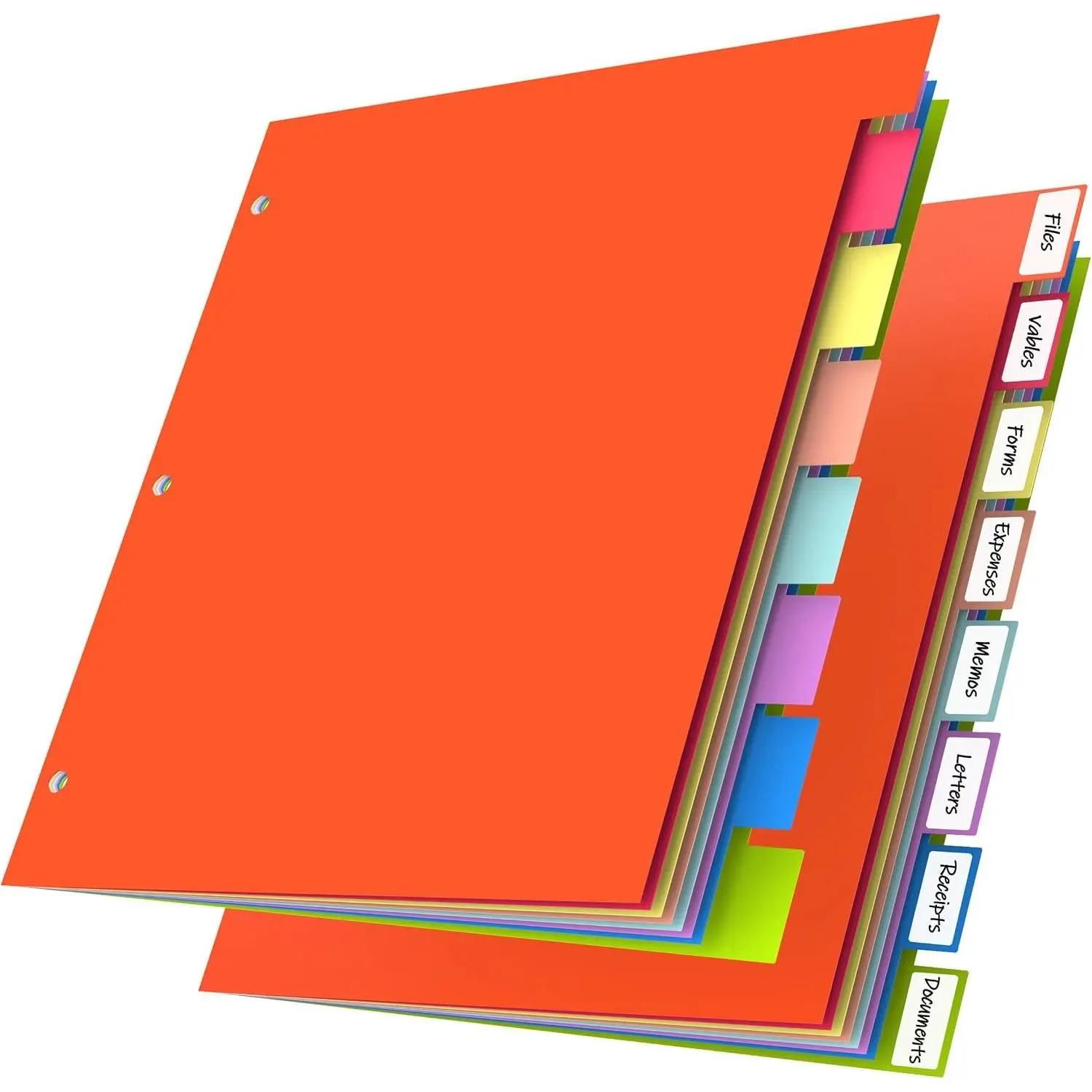 16Pcs/2 Set 8 Tab Dividers for 3 Ring Binder, Binder Dividers with Tabs, 16 Pcs Multicolor, 3 Ring Page Folder Dividers, Plastic Tabbed File Dividers with Tabs, Three Ring Binder Index Dividers