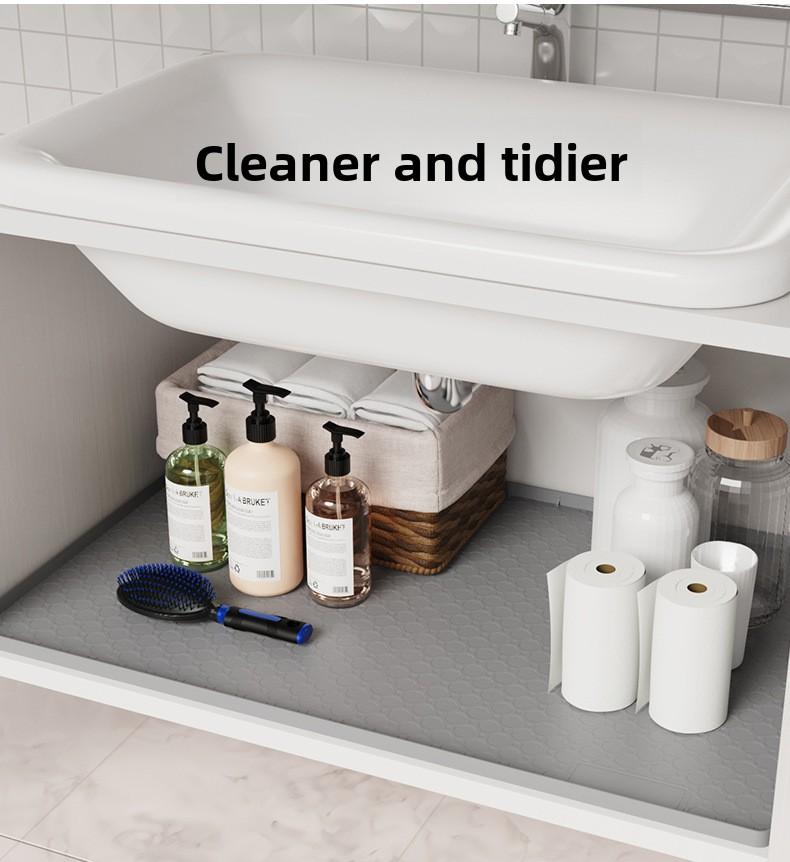Hot-selling Waterproof Under-Sink Mat, Cabinet Liner Protective Pad, Silicone Drainage Tray for Kitchen Dishes