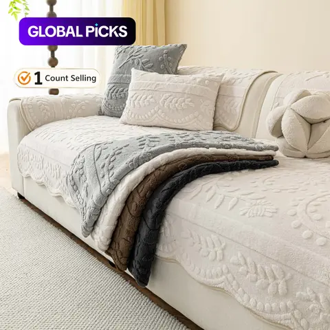 Soft Plush Non-Slip Sofa Cover, Pet-Friendly Slipcover with Elegant Embossed Pattern, Machine Washable Sofa Protector, for Living Room Bedroom, Fits 2/3 Seater Sofas, Non Slip Couch Cover, Washable Couch Covers #GLOBAL PICKS