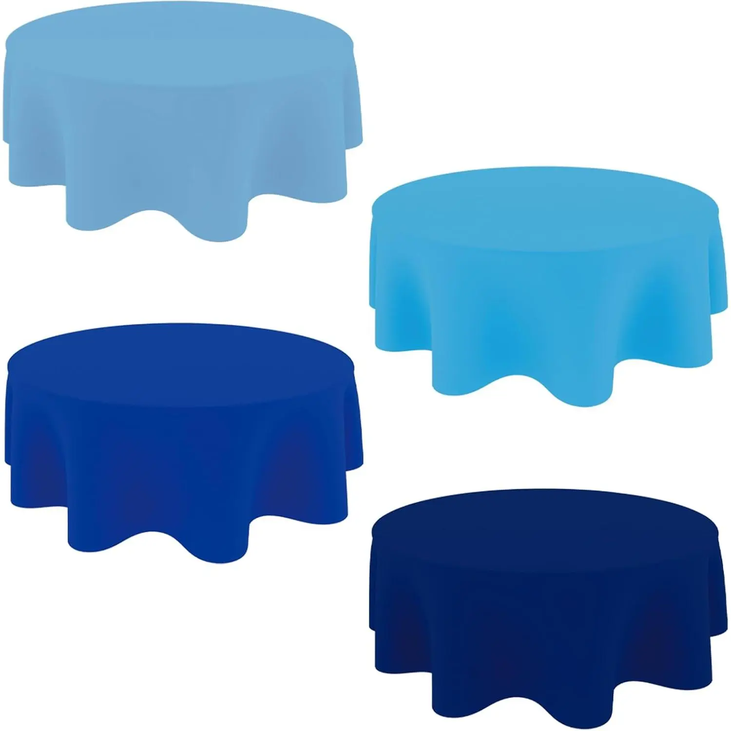 4 count Round Gradient Blue Plastic Tablecloth,  Tablecloth, Dusty Blue Table Cloth for  Themed  Decorations 84 X 84 Inches Round Table Cloths
