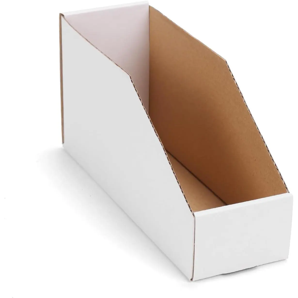 Cardboard Storage Bins 35 Pack, 9.4x3x4.5 Inch Cardboard Boxes, Corrugated Organizer Bins for Pantry, Shelves, Garage, Office, Shop, White