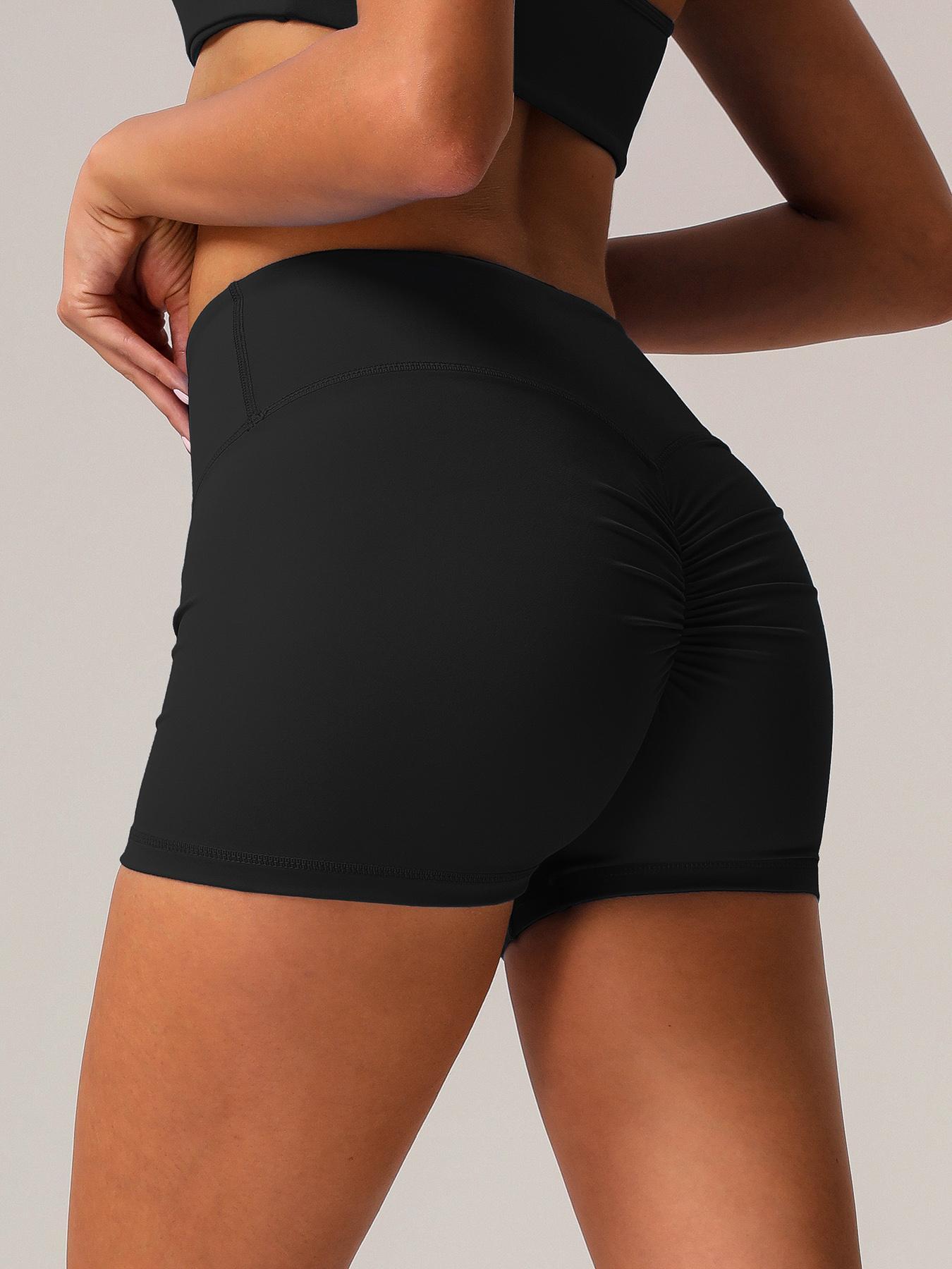 Women's Solid High Waist Gym Shorts, Elastic Waist Shorts, Casual Comfy Breathable Quick Drying Skinny Shorts for Yoga Gym Workout Running, Ladies Sportswear for All Seasons