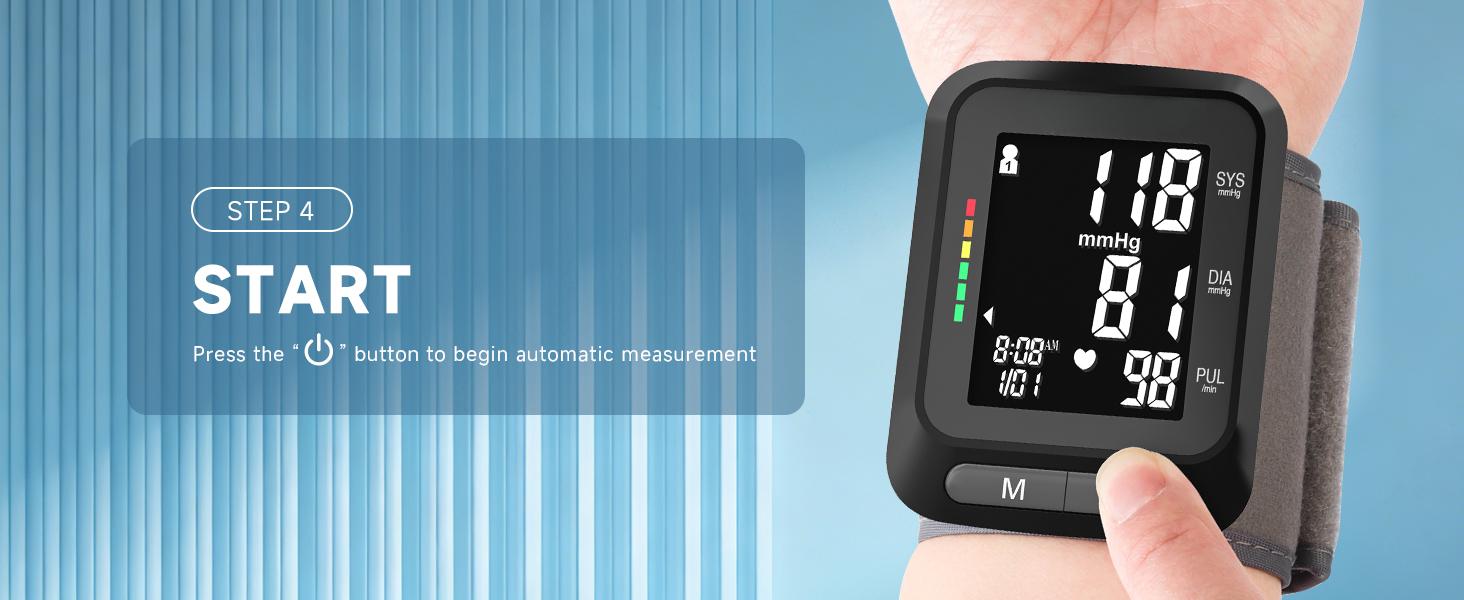 Wrist Blood Pressure Monitor, Blood Pressure Cuff Wrist for Home Use, Automatic Digital BP Monitor with Large Backlit Display, 2 User 120 Memory, Adjustable 5.3"-8.5" Cuff