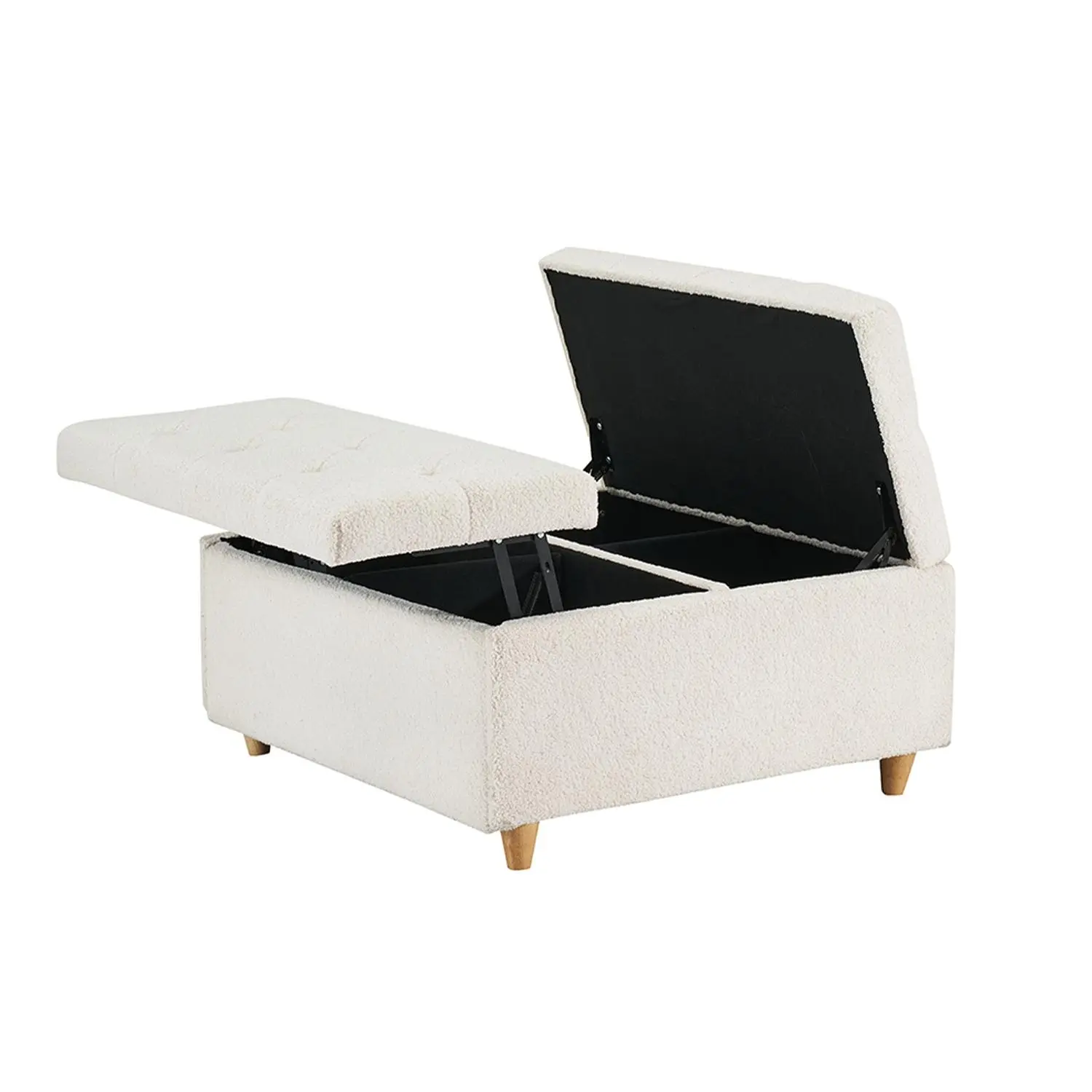 Large Storage Ottoman Coffee Table with Lift Top - Tufted Upholstered Square Bench, Multi-Functional Chest Footstool, Sturdy Design Holds