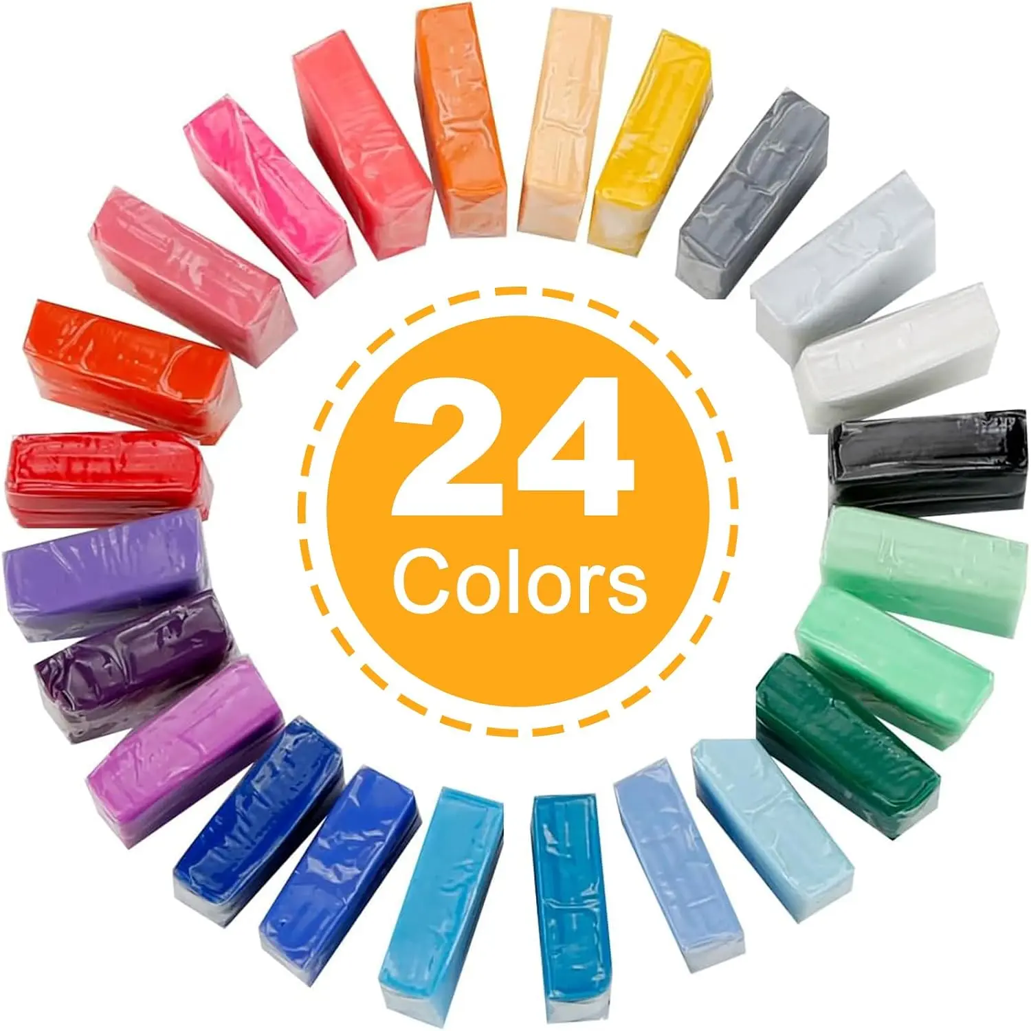 24-Color Soft Polymer Clay Kit, Bold Colors Clay Blocks for Beginners & Creativity-Focused Artists, DIY Pottery & Ceramics Modeling Set