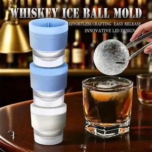 Ice Ball Molds Set of 3 – Large Slow-Melting Ice Sphere Maker – Reusable Silicone Ice Cube Tray for Whiskey, Bourbon, Cocktails & Drinks