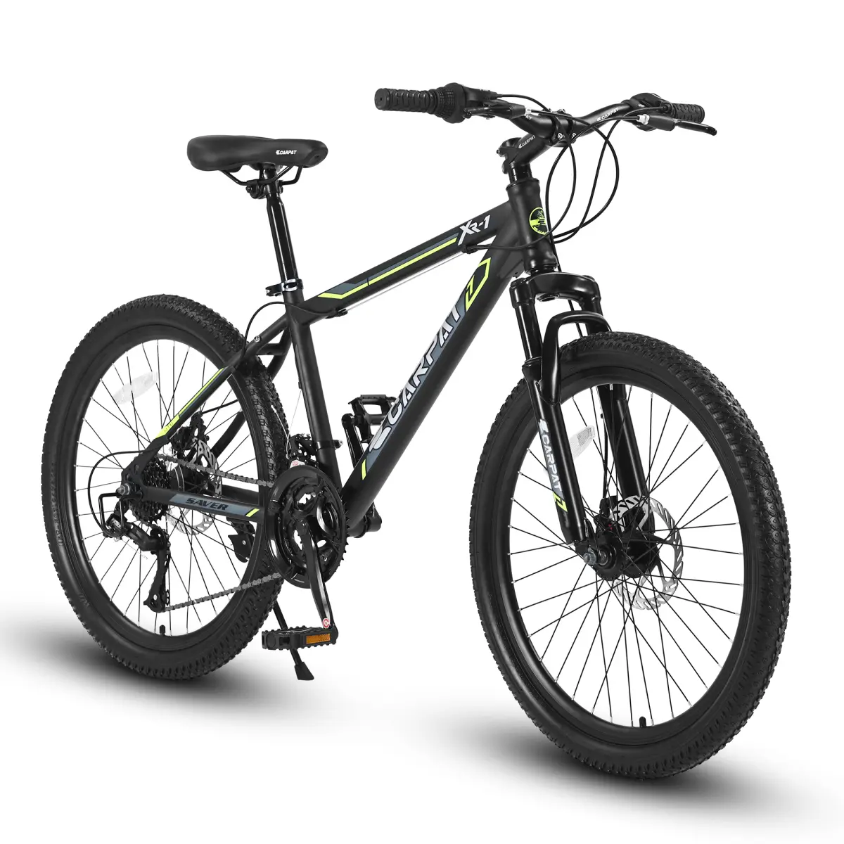 Unisex Youth 24-Inch Hardtail MTB Bike for Mountain Trail, 21-Speed Steel Frame, 1.75-Inch Wide Tires, Dual Disc Brakes, Front Suspension, Dropper Post for MTB Biking & Commuting