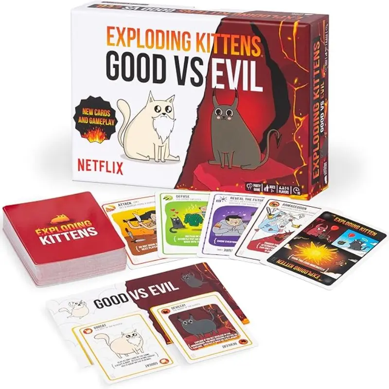 Exploding Kittens Good Vs. Evil Card Game, 2-5 Players, Ages 7+, Inspired by Netflix, Fun Family & Party Game for Kids and Adults