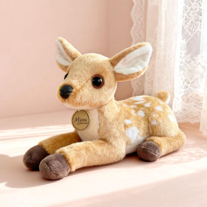 25cm Lying Kawaii Sika Deer Plush Toy Dolls Imitation Soft Cartoon Deer Stuffed Dolls Christmas Home Decor Plush Pillow