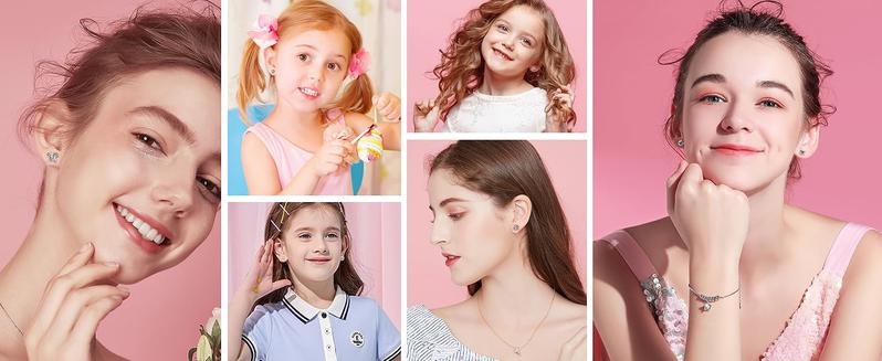 Florideco 6 Pairs Hypoallergenic Earrings S925 Sterling Silver Stud Earrings for Women Heart CZ Pearl Butterfly Stud Earrings Set S925 Sterling Silver Screwback Earrings for Women