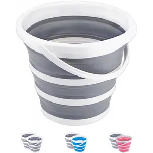 Collapsible Bucket 10L 2.6 Gallon Cleaning Bucket Mop Bucket Folding Foldable Portable Small Plastic Water Supplies for Outdoor Garden Camping Fishing Car Wash Space Saving