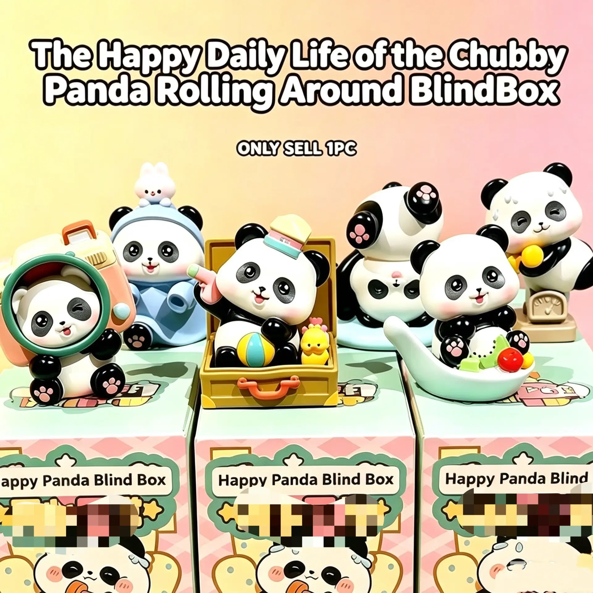 The Happy Daily Life ofthe Chubby Panda Rolling Around Panda Blind Box, Happy Daily Life Panda Collectible, Surprise Pack