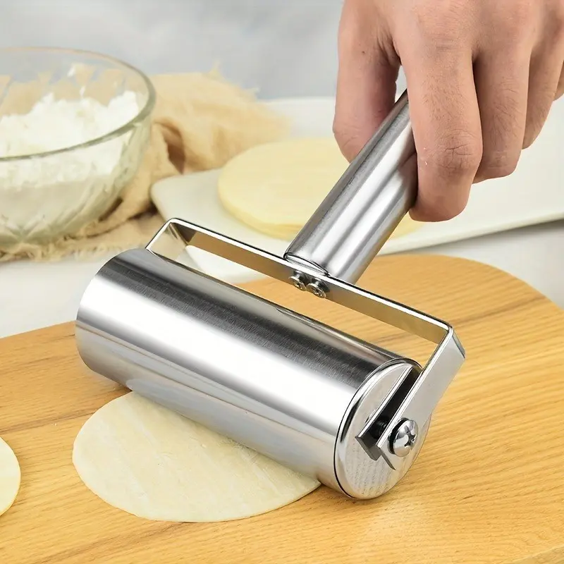 Stainless Steel Dual-Headed Dough Roller, Multi-Functional T-Shaped Rolling Pin, Non-Stick Dumpling Wrapper Roller, Baking Pressing Tool