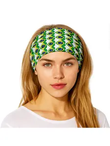 1pc Unisex Headband, Brazil Flag Pattern Fashionable Lightweight Headband, Sports Headband, Knotted Design, Wide Soft Stylish Headband - Stretchy Yoga Hair Cover, Running Sports Headband, Yoga Turban Headband, Daily Hair Accessory