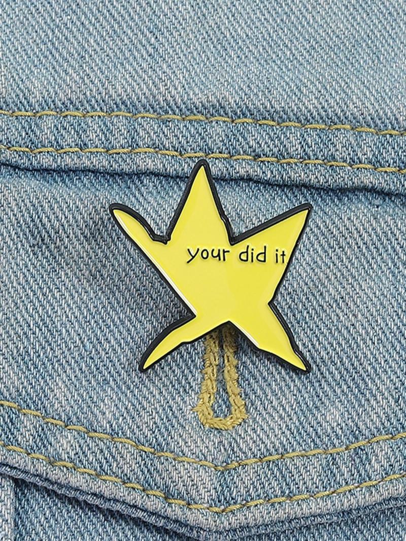 Star Shaped Brooch, Letter Pattern Enamel Pin Hat Pins Suitable for Backpacks, Jeans, Scarves, Hats Decoration, Trendy All-match & Exquisite Brooch for Birthday Gift
