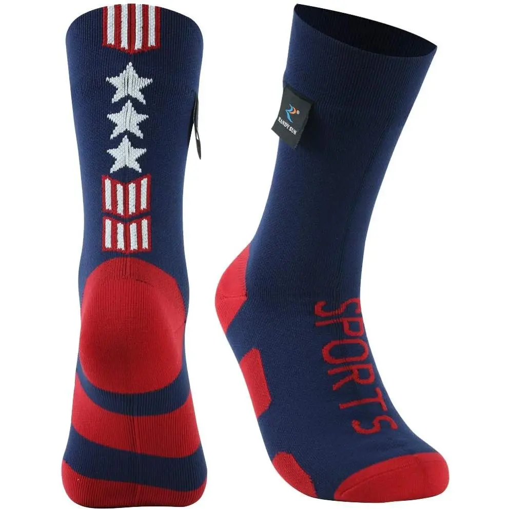 1 Pair-blue&red-mid Calf Usa Flag Socks