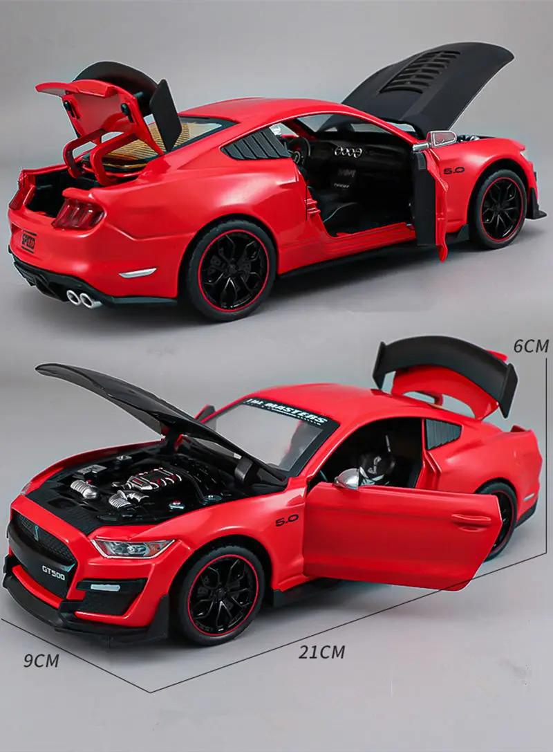 1:24 Mustang GT500 Alloy Sports Car Model Die-cast Metal Racing Car Model Sound and Light Children's Toy Gift