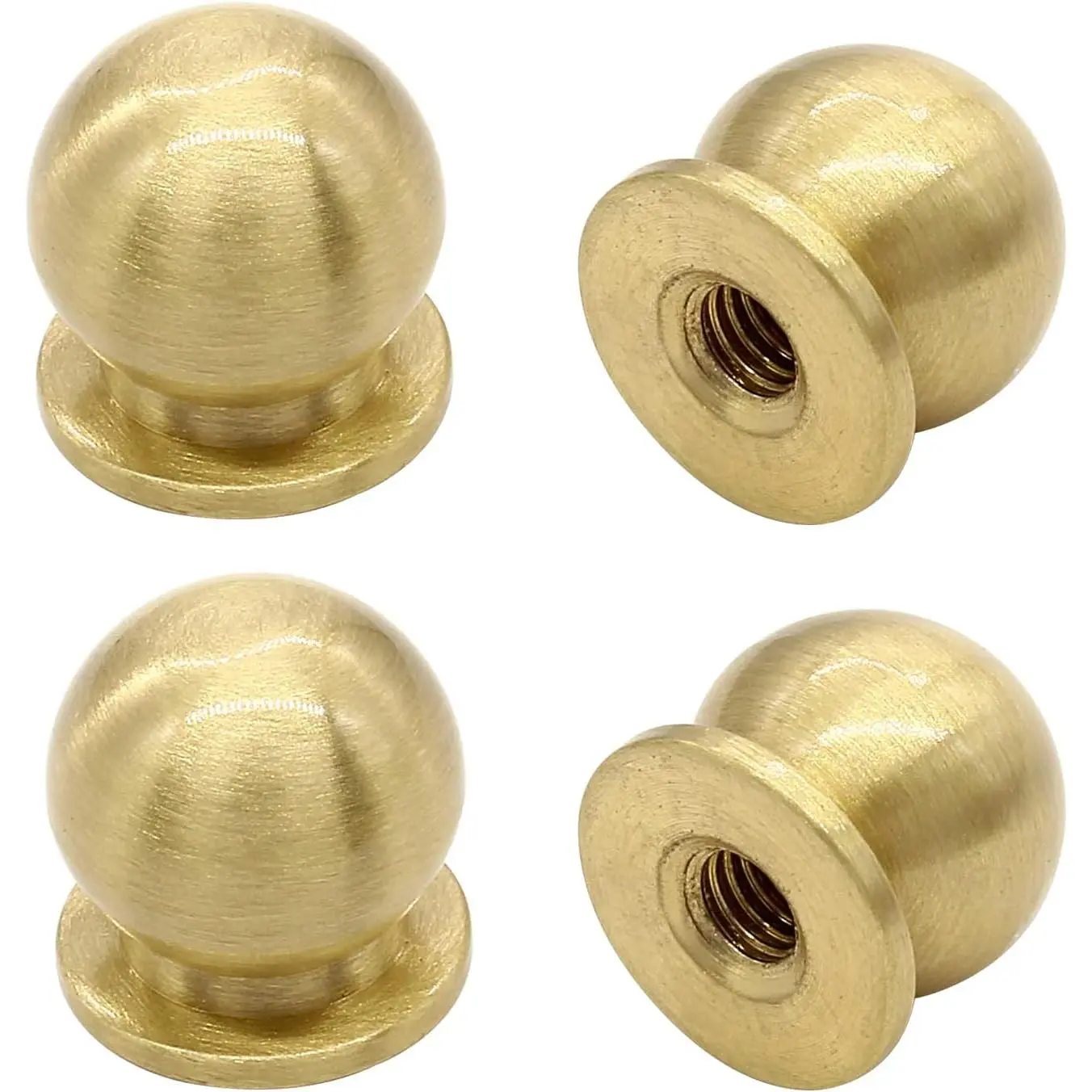 4 count 1/2 Inch (12mm) Dia. Round Solid Brass Cabinet Knobs () | Small Mini Brass Drawer Pulls Knobs Smooth No  Edges, Screws Included, for Cabinet Dresser and Drawer