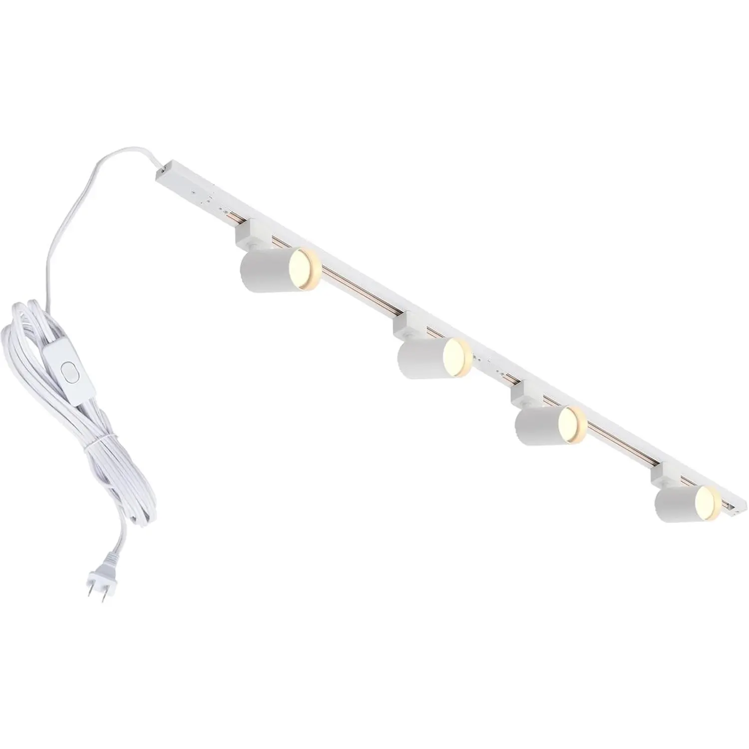 Plug in Track Lighting with Power Cord, 4-Light GU10 Track Lighting Kit with Track Rail, Modern Kitchen LED Track Lighting Fixtures Ceiling Wall Spot Light, 13FT Plug Cord, White (No Bulbs)