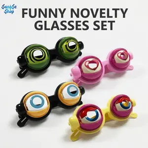 Kinetic Crazy Eyes Glasses, Funny Novelty Costume Eyewear, Wacky Moving Eye Party Glasses for Halloween, Cosplay, Festivals, Photo Booth Props & Fun Party Decorations
